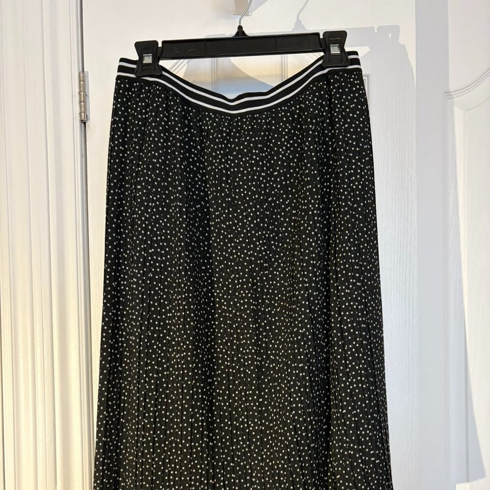 Abercrombie & Fitch Pleated Polka Dot Midi Skirt